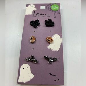 Halloween Themed Earrings - Set of Three (Black Cats, Jack-o’-lanterns, Bats)